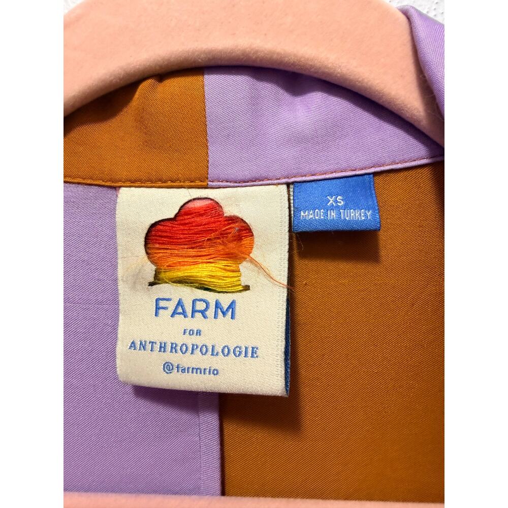 FARM Rio Anthropologie Colorblock Button Up Shirt Red Pocket XS - Picture 5 of 7